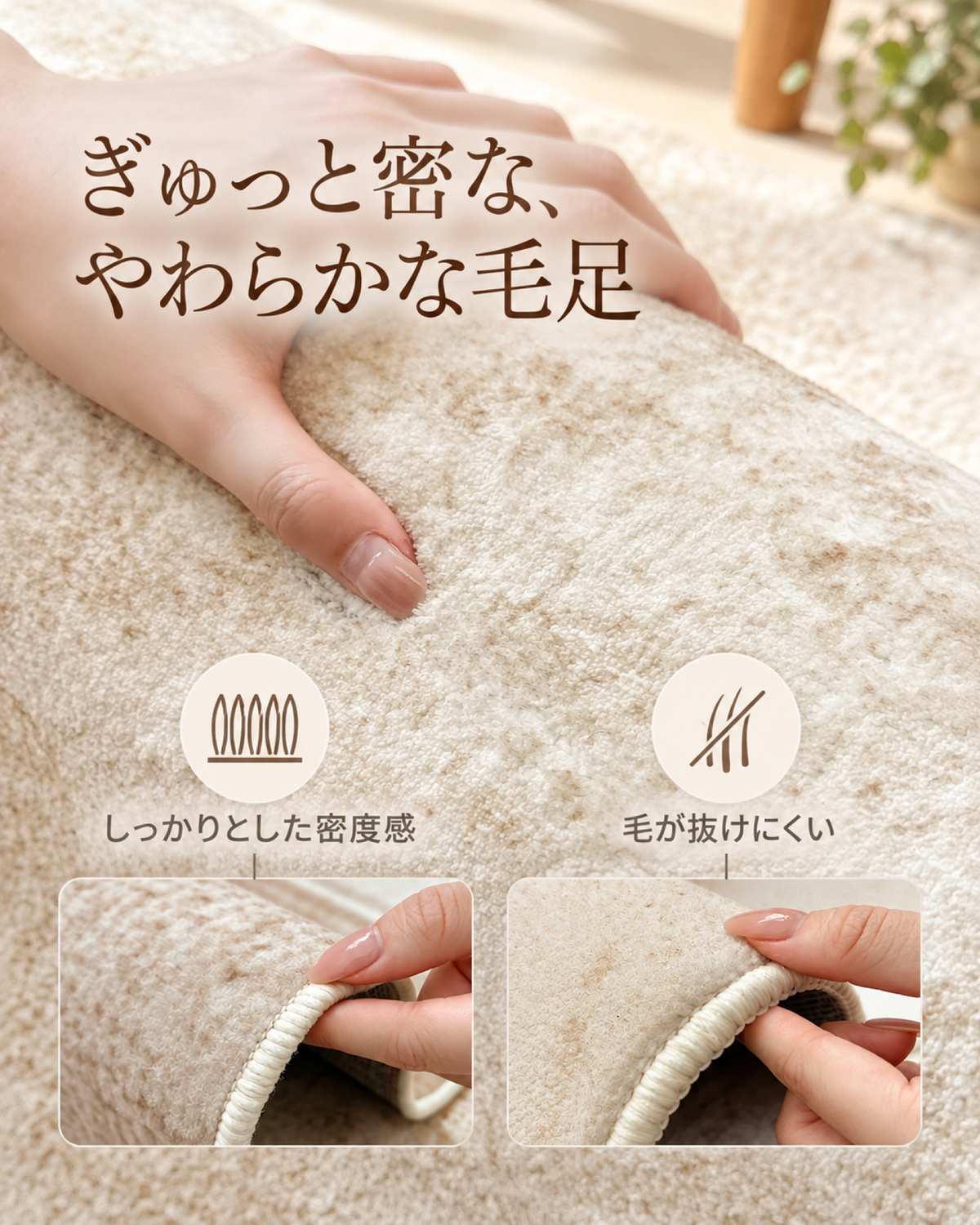 ふんわり快適 防水フロアマット｜リビング・寝室用 厚手カーペット