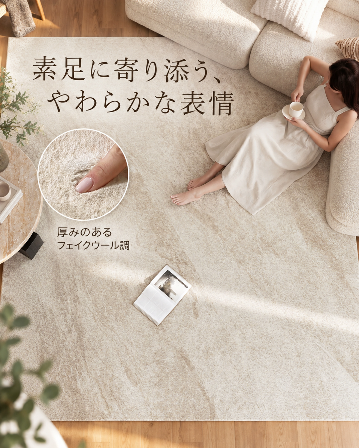 ふんわり快適 防水フロアマット｜リビング・寝室用 厚手カーペット